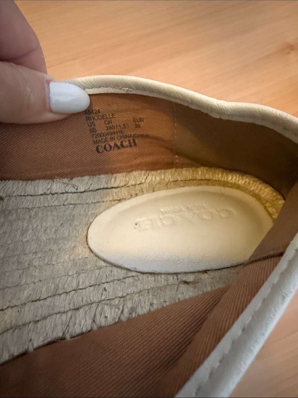 Coach White Leather Espadrille Flats with Gold Logo - Picture 3 of 3